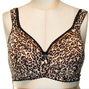Padded leopard print t-shirt bra on a mannequin