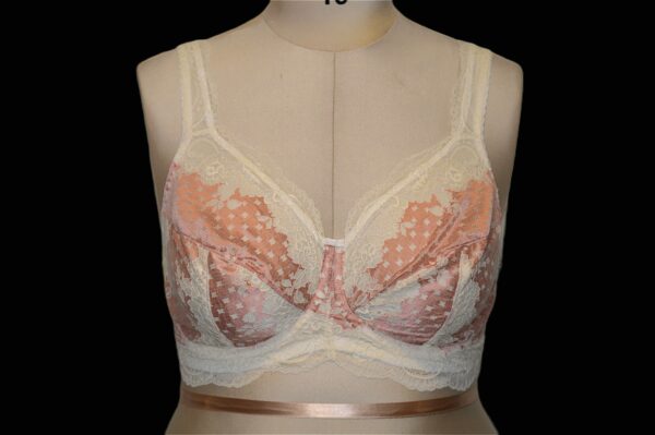 Pink and white whired bra
