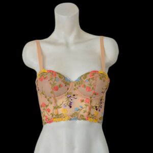 Floral bustier wired bra on a mannequin